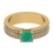 1.10 Ctw VS/SI1 Emerald And Diamond 14K Yellow Gold Cocktail Ring