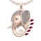1.99 Ctw VS/SI1 Ruby and Diamond 14k Rose Gold Animal theme Elephant Pendan