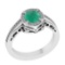 1.02 Ctw VS/SI1 Emerald and Diamond 14k white Gold Engagement Ring