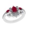 1.75 Ctw VS/SI1 Ruby and Diamond 14k white Gold Engagement Ring (ALL DIAMON