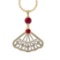 3.33 Ctw VS/SI1 Ruby and Diamond14K Yellow Gold Necklace (ALL DIAMOND ARE L