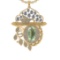 22.47 Ctw I2/I3 Green Amethyst And Diamond 10K Yellow Gold Necklace(ALL DIA