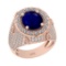 7.00 Ctw VS/SI1 Blue Sapphire And Diamond 14K Rose Gold Engagement Ring