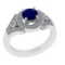 1.24 Ctw VS/SI1 Blue Sapphire and Diamond 14k white Gold Engagement Ring (A