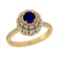 2.00 Ctw VS/SI1 Blue sapphire and Diamond Prong Set 14K Yellow Gold Engagem