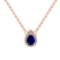 0.89 Ctw VS/SI1 Blue sapphire and Diamond Prong Set 14K Rose Gold Necklace