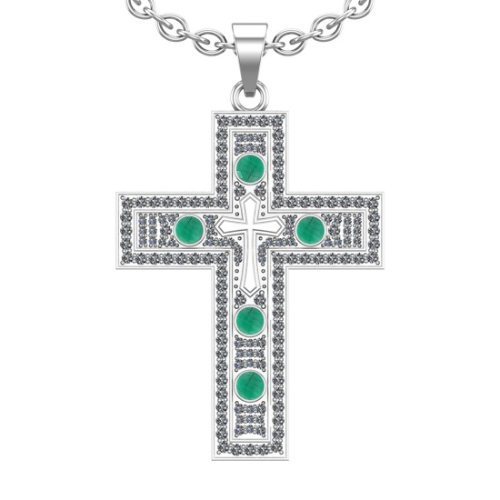 1.96 Ctw VS/SI1 Emerald and Diamond 14k white Gold Pandant Necklace (ALL DI