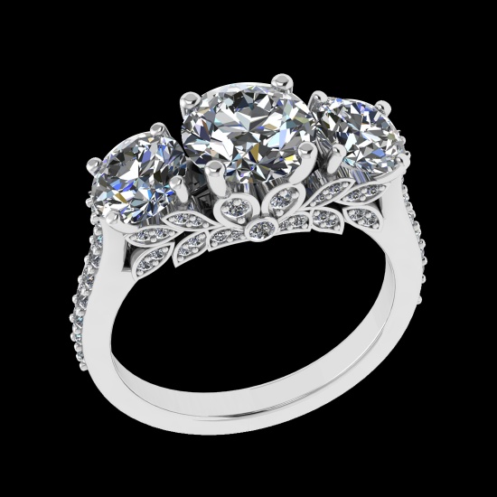 3.93 Ctw VS/SI1 Diamond Prong Set 18k white Gold Engagement Ring (ALL DIAMO