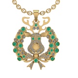 3.02Ctw VS/SI1 Emerald and Diamond 14K Yellow Gold Necklace(ALL DIAMOND ARE