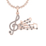 0.57 Ctw SI2/SI1 Diamond 14k Rose Gold musical instruments theme Pendant (A