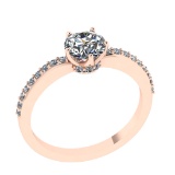 1.10 Ctw SI1/SI2 Diamond 14k Rose Gold Engagement Ring (ALL DIAMOND ARE LAB