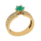 1.36 Ctw VS/SI1 Emerald and Diamond Prong Set 14K Yellow Gold Engagement Ri
