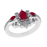 1.75 Ctw VS/SI1 Ruby and Diamond 14k white Gold Engagement Ring (ALL DIAMON