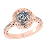 1.10 Ctw VS/SI1 Diamond Prong Set 14k Rose Gold Engagement Ring (ALL DIAMON