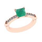 1.46 Ctw VS/SI1 Emerald and Diamond 14k Rose Gold Engagement Ring