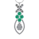 19.90Ctw VS/SI1 Emerald and Diamond 14K White Gold Necklace(ALL DIAMOND ARE