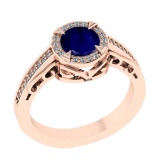 1.02 Ctw VS/SI1 Blue Sapphire and Diamond 14k Rose Gold Engagement Ring