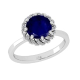 2.25 Ctw VS/SI1 Blue sapphire and Diamond Prong Set 14K White Gold Engageme