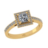 1.08 Ctw VS/SI1 Diamond 10K Yellow Gold Engagement Hiden Halo Ring