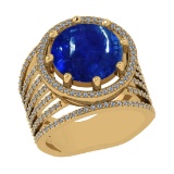 9.43 Ctw SI1/SI2 Tanzanite and Diamond 14k Yellow Gold Engagement Ring ( (A