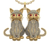 7.10 Ctw VS/SI1 Diamond 14k Yellow Gold Creature theme Pandant (ALL DIAMOND