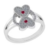 0.27 Ctw VS/SI1 Ruby and Diamond 14k white Gold Engagement Ring (ALL DIAMON