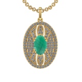 5.15 Ctw VS/SI1 Emerald and Diamond 14K Yellow Gold Pendant (ALL DIAMOND AR