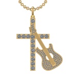 2.37 Ctw SI2/SI1 Diamond 14k Yellow Gold musical instruments theme Pendant