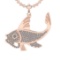 1.01 Ctw SI2/SI1 Diamond 14k Rose Gold Fish Pendant (ALL DIAMOND ARE LAB GR