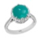 7.07 Ctw I2/I3 Emerald And Diamond 14K White Gold Engagement Ring