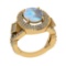 6.37 Ctw I2/I3 Rainbow Moonstone And Diamond 10K Yellow Gold Engagement Rin