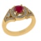 1.24 Ctw VS/SI1 Ruby and Diamond 14k Yellow Gold Engagement Ring (ALL DIAMO