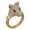 2.31 Ctw VS/SI1 Ruby and Diamond 14k Yellow Gold Animal theme Ring (ALL DIA