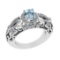 1.45 Ctw VS/SI1 Blue Topaz and Diamond Set 10K white Gold Engagement Ring (