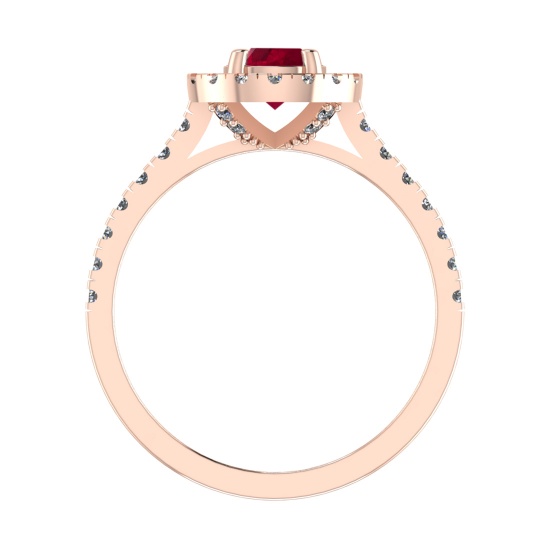 0.92 Ctw VS/SI1 Ruby and Diamond 14k Rose Gold Engagement Ring (ALL DIAMOND