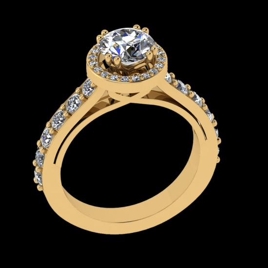 1.96 Ctw VS/SI1 Diamond Prong Set 18k Yellow Gold Engagement Ring (ALL DIAM