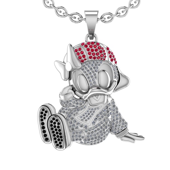 1.51 Ctw VS/SI1 Ruby and Diamond 14K Yellow Gold Hip Hop theme Necklace (AL
