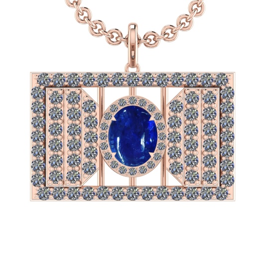 42.90 Ctw VS/SI1 Tanzanite and Diamond 14K Rose Gold Pendant