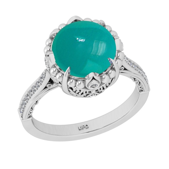 7.07 Ctw I2/I3 Emerald And Diamond 14K White Gold Engagement Ring