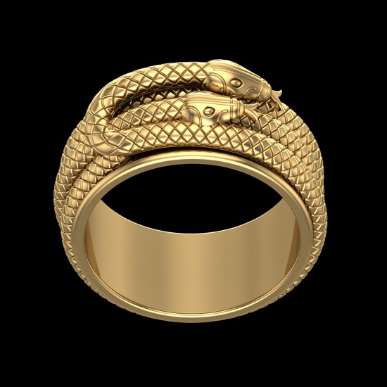 Creature theme Men s Snake Texture 10k Gold Yellow Ring (ALL DIAMOND ARE LA