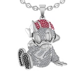 1.51 Ctw VS/SI1 Ruby and Diamond 14K Yellow Gold Hip Hop theme Necklace (AL