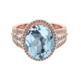 5.60 Ctw VS/SI1 Blue Topaz And Diamond 14K Rose Gold Engagement Ring( ALL D