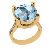 3.25 Ctw VS/SI1 Blue Topaz And Diamond 14K Yellow Gold Engagement Ring( ALL