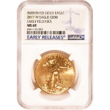 Certified Burnished American Gold Eagle 2017-W MS69 NGC