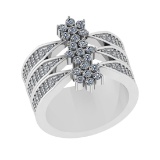 1.24 Ctw VS/SI1 Diamond 14K White Gold Cluster Engagement Ring (ALL DIAMOND