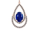 15.76 Ctw SI1/SI2 Tanzanite and Diamond 14k Rose Gold Pandant (ALL DIAMOND