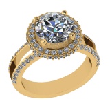 2.83 Ctw SI1/SI2 Diamond Prong Set 14k Yellow Gold Engagement Ring (ALL DIA