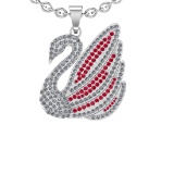3.04 Ctw VS/SI1 Ruby and Diamond 14K White Gold Necklace (ALL DIAMOND ARE L