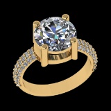 4.30 Ctw VS/SI1 Diamond Prong Set 18k Yellow Gold Engagement Ring (ALL DIAM