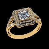 1.64 Ctw VS/SI1 Diamond 14 K Yellow Gold Engagement Ring (ALL DIAMOND ARE L